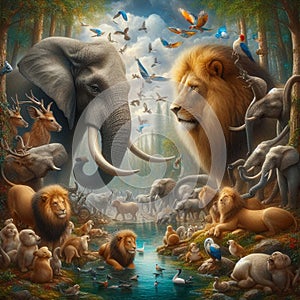 A spring dawn forest.