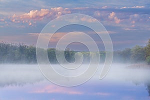 Spring Dawn Whitford Lake in Fog