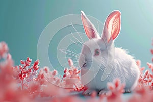 Spring delight Serene white rabbit embodies the bliss of spring