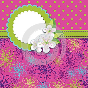 Spring Design template.Cherry flowers background a photo
