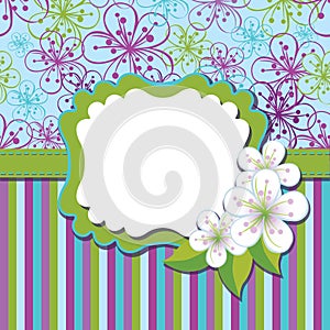 Spring Design template.Cherry flowers background a