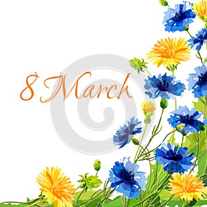 Spring draw flowers for the eighth March