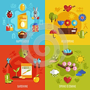 Spring Easter 2x2 Icons Set