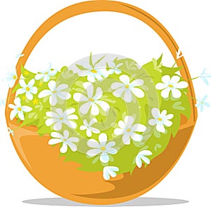 Spring Easter Basket Full of Flowers - Illustration