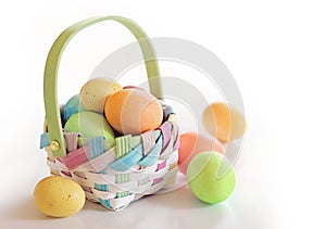 Spring Easter eggs in a basket