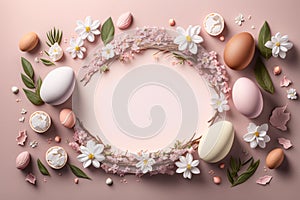 Spring easter layout. Greeting card with place for text.