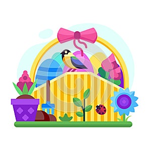 Spring Easter Picnic Basket with Eggs