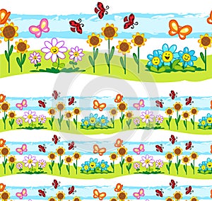 Spring elements vector seamless line