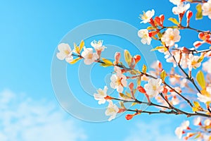 spring equinox blossoms against the clear blue sky