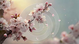 Spring Equinox Symbolism: Delicate Cherry Blossoms in Pastel Sky.