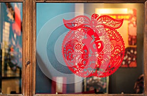 The Spring Festival paper-cut on window