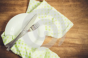 Spring Festive Table Setting with Cutlery.