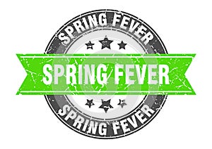 spring fever round stamp with ribbon. label sign