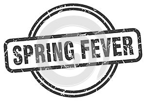 spring fever stamp. spring fever round vintage grunge label.