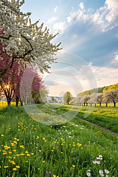 Spring Fields & Allee in Summer