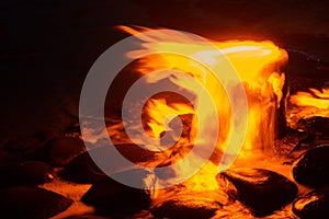 Spring of fire water. Burning methane in water. Cold fire