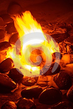 Spring of fire water. Burning methane in water. Cold fire