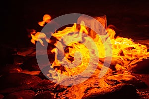 Spring of fire water. Burning methane in water. Cold fire