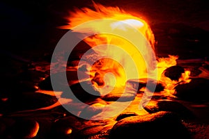 Spring of fire water. Burning methane in water. Cold fire