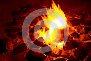 Spring of fire water. Burning methane in water. Cold fire