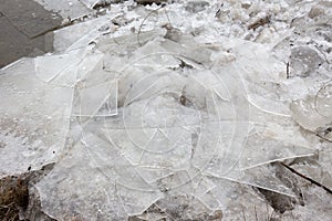 Spring flood, ice floes on the river photo