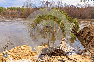 Spring flood on the river.