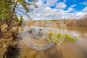 Spring flood on the river.