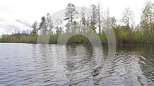 Spring flood on the Siberian river