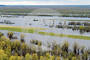 Spring flood on the Siberian river