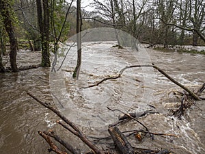 Spring Flooding and Fast Moving Melt Water During Heavy Rain.