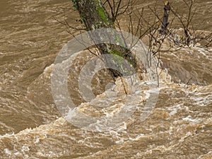 Spring Flooding and Fast Moving Melt Water During Heavy Rain.