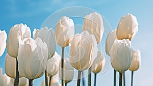 Spring floral background with white tulips