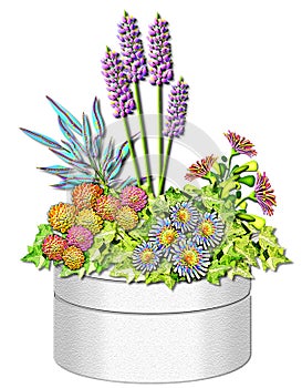 Spring Floral Planter illustration