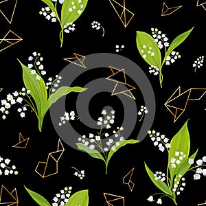 Spring Floral Seamless Pattern with Lily Flowers