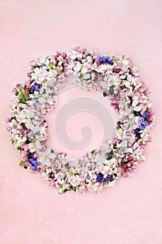 Spring Flower Blossom Wreath on Pink