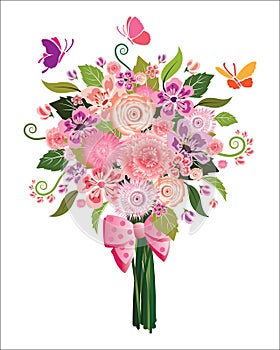 Spring Flower Bouquet on white background