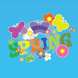 Spring with flower and butterfly