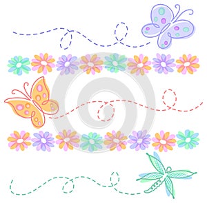 Spring Flower Butterfly Borders/eps