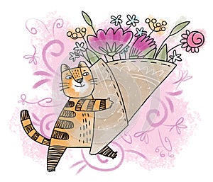 Spring flower cat