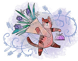 Spring flower cat
