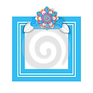 Spring Flower and Empty Frame with Borders Vector