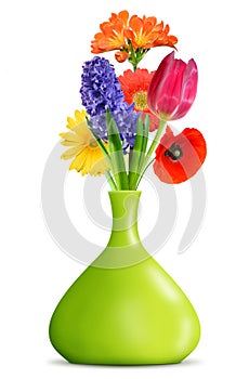 Spring flower in the green vase