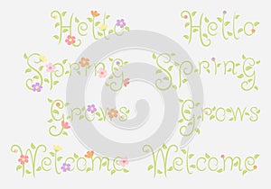 Spring flower text in pastel color