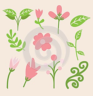 Spring Flower Vector Elements set