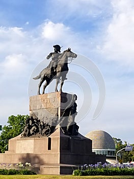 Spring flowering jacaranda in Buenos Aires, Argentina.monument.