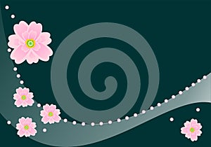 A Spring Flowers, background, pink flowers on blue teal.