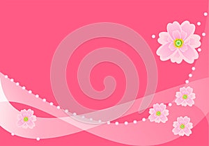 A Spring Flowers, background, pink flowers on Crimson backdrop.