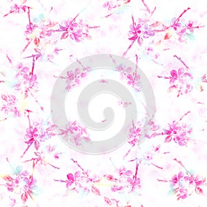 Spring flowers. Blooming tree.Collage of flowers on watercolor background.Use printed materials, signs, items, websites, maps, pos