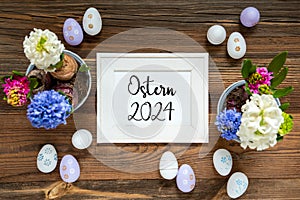 Spring Flowers With Easter Egg Decoration, Ostern 2024 Means Easter 2024, Frame