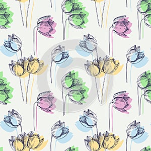 Spring flowers in pastel colors pattern